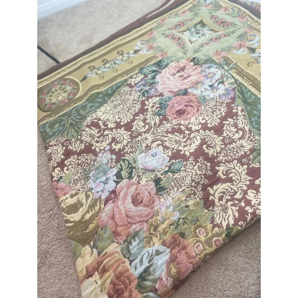 Soft Surroundings Mas La Barque Floral Tapestry Queen Bedspread Belgium Cotton